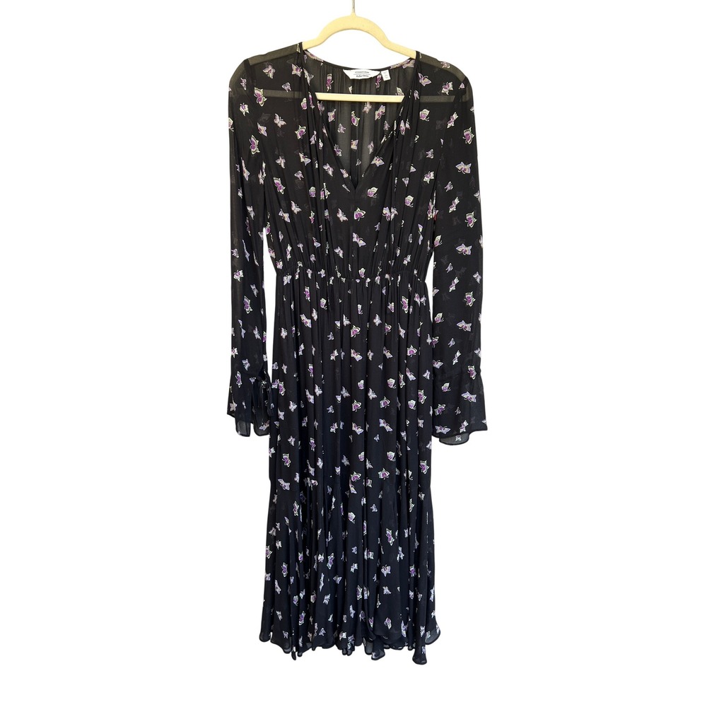 Stockholm Atelier & Other Stories Black Butterfly Print Long Sleeve‎ Dress US 4